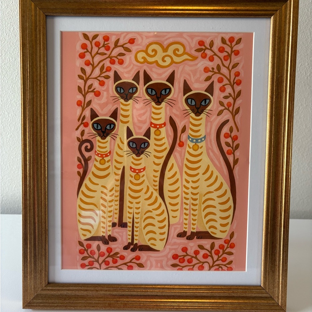 NEW 8x10 Framed Siamese Cat
Family Art Print - Retro Mid-Century
